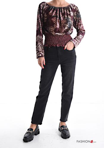 Blusa in velluto maniche lunghe con elastico - ph 5