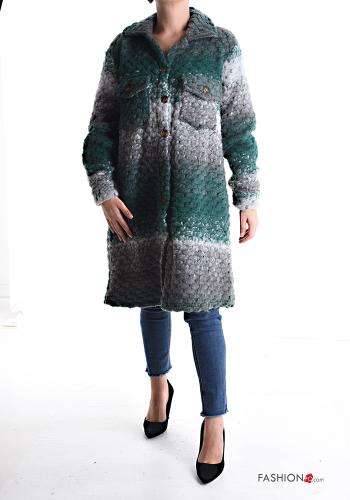 Manteau en Mélange de Laine à collet avec poches sans doublure à boutons - ph 1