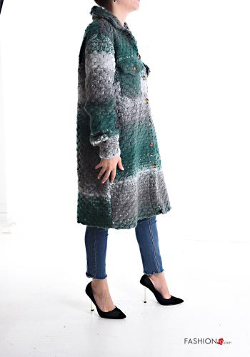 Manteau en Mélange de Laine à collet avec poches sans doublure à boutons - ph 3