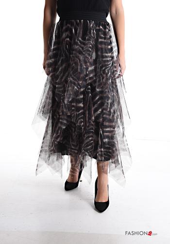 Animal print tulle Skirt with flounces with elastic - ph 1