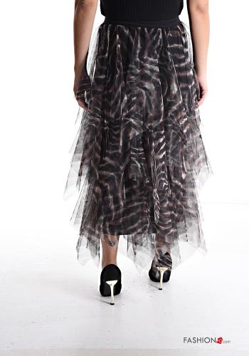 Animal print tulle Skirt with flounces with elastic - ph 2