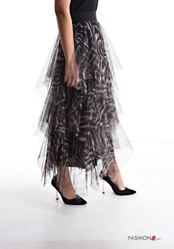 Animal print tulle Skirt with flounces with elastic - ph 3