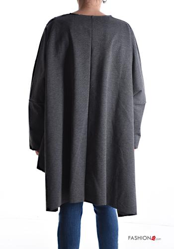 Maglietta a manica lunga girocollo oversize asimmetrico con tasche - ph 2