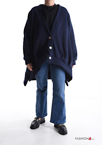 Felpa in Cotone oversize asimmetrico con bottoni scollo a V - ph 1