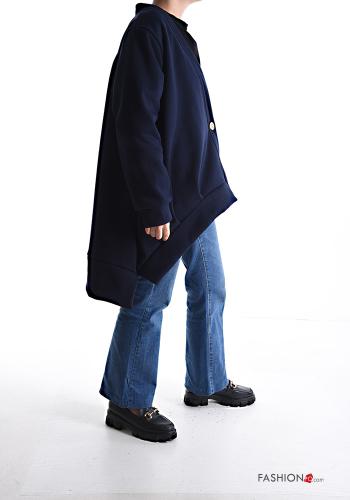Felpa in Cotone oversize asimmetrico con bottoni scollo a V - ph 3