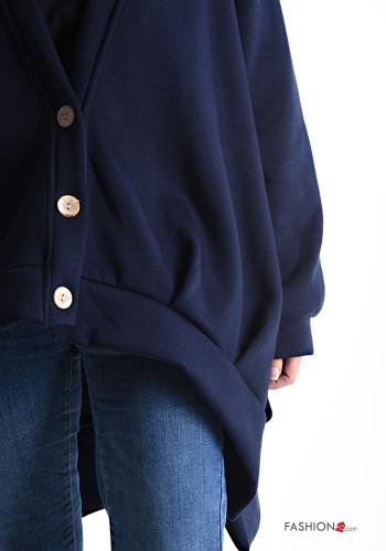 Felpa in Cotone oversize asimmetrico con bottoni scollo a V - ph 4