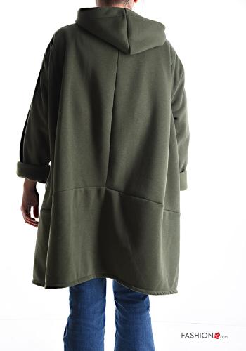 Felpa in Cotone asimmetrico senza fodera con tasche con zip con cappuccio - ph 2