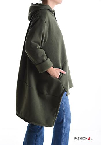 Felpa in Cotone asimmetrico senza fodera con tasche con zip con cappuccio - ph 3
