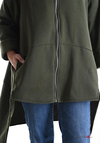 Felpa in Cotone asimmetrico senza fodera con tasche con zip con cappuccio - ph 4