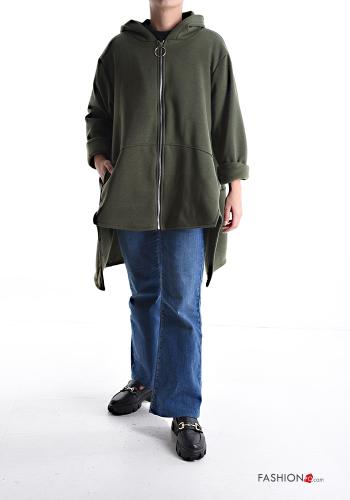 Felpa in Cotone asimmetrico senza fodera con tasche con zip con cappuccio - ph 5