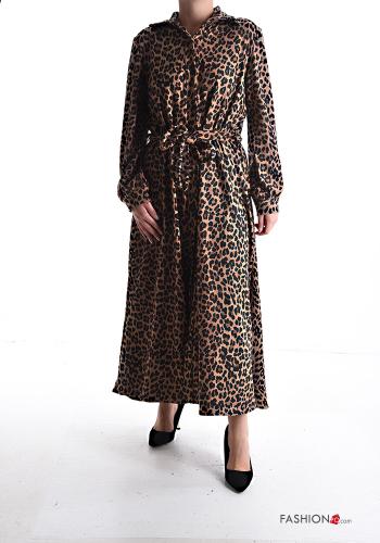 long sleeve with collar Shirt dress with buttons with fabric belt - ph 1