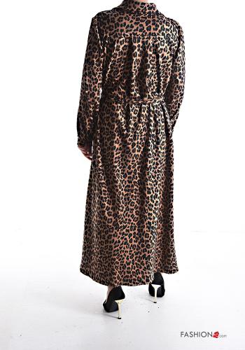 long sleeve with collar Shirt dress with buttons with fabric belt - ph 2