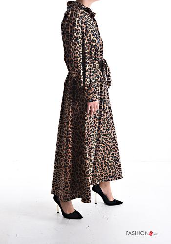 long sleeve with collar Shirt dress with buttons with fabric belt - ph 3