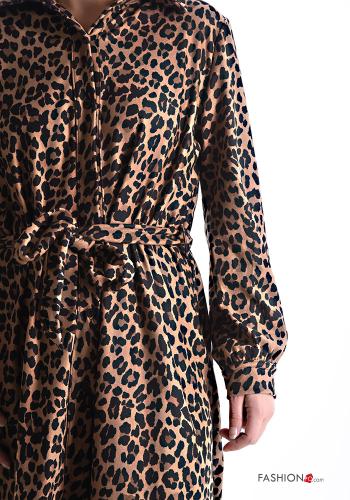 long sleeve with collar Shirt dress with buttons with fabric belt - ph 4