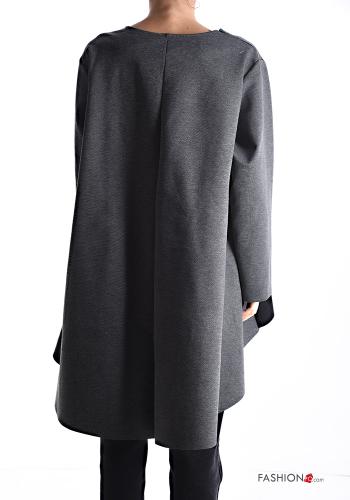 asymmetrisch u-boot ausschnitt Langarmshirt mit Taschen - ph 2