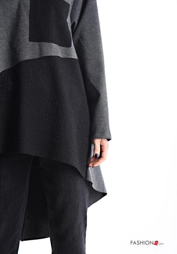 asymmetrisch u-boot ausschnitt Langarmshirt mit Taschen - ph 4