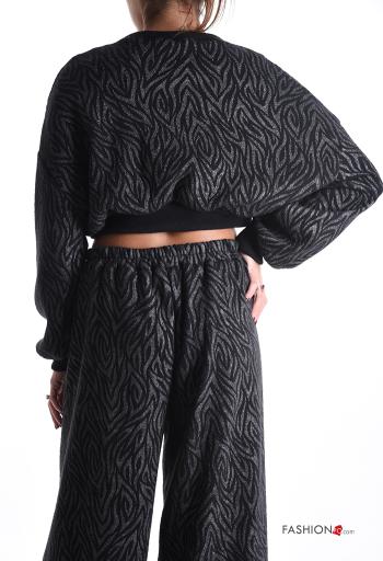 Abstract print long sleeve crew neck mini Sweater - ph 2