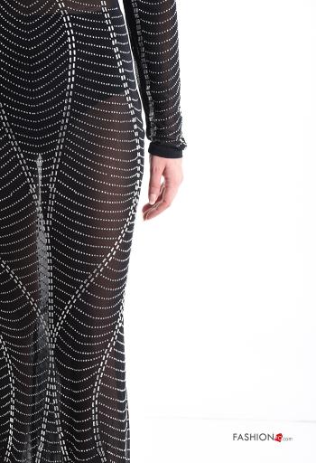 Abito maniche lunghe lungo scollo a V con strass - ph 4