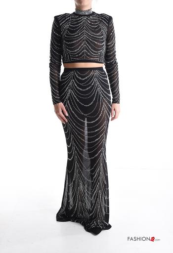 long sleeve Co-ord with elastic with rhinestones Rollneck with zip - ph 1