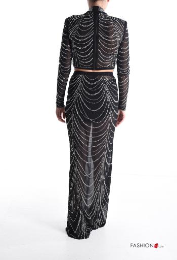 long sleeve Co-ord with elastic with rhinestones Rollneck with zip - ph 2