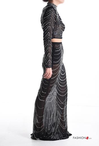 long sleeve Co-ord with elastic with rhinestones Rollneck with zip - ph 3