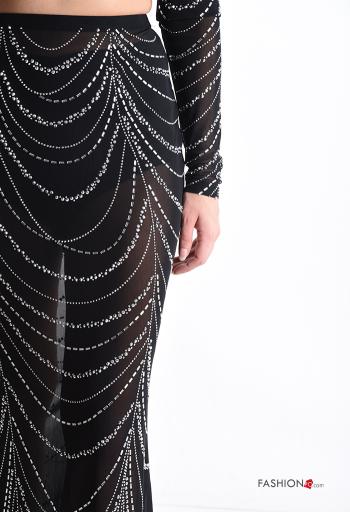 long sleeve Co-ord with elastic with rhinestones Rollneck with zip - ph 4