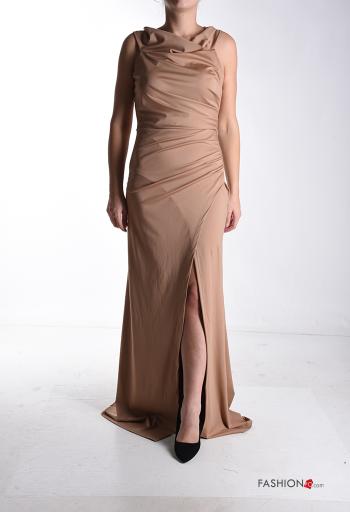 sleeveless long Dress with zip with split