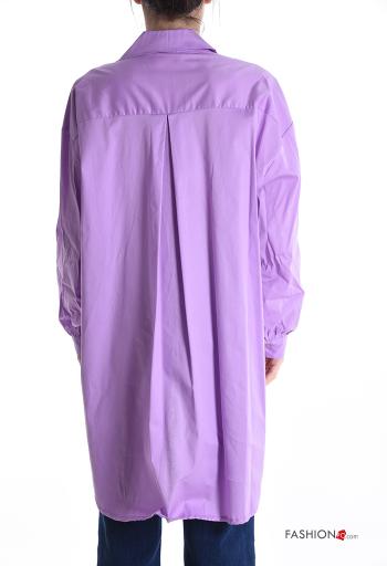 Camicia in Cotone asimmetrico maniche lunghe con colletto con bottoni - ph 2