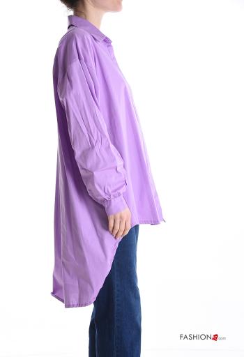 Camicia in Cotone asimmetrico maniche lunghe con colletto con bottoni - ph 3