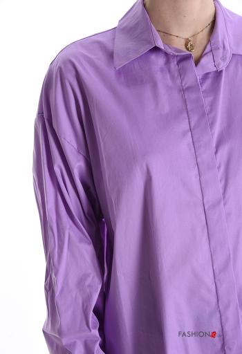 Camicia in Cotone asimmetrico maniche lunghe con colletto con bottoni - ph 4