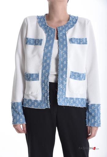 Giacca maniche lunghe con spalline senza fodera con paillettes con tasche
