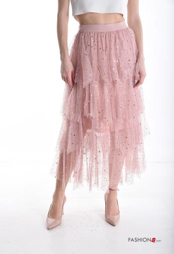 tulle Cotton Skirt with sequins with elastic with flounces - ph 1