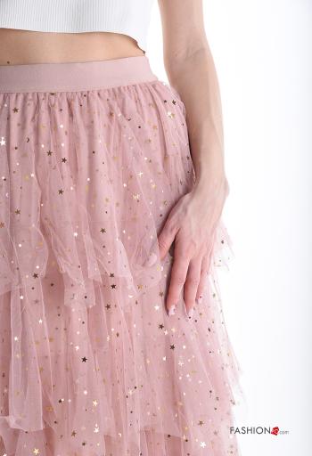 tulle Cotton Skirt with sequins with elastic with flounces - ph 4