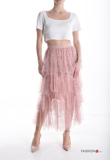 tulle Cotton Skirt with sequins with elastic with flounces - ph 5