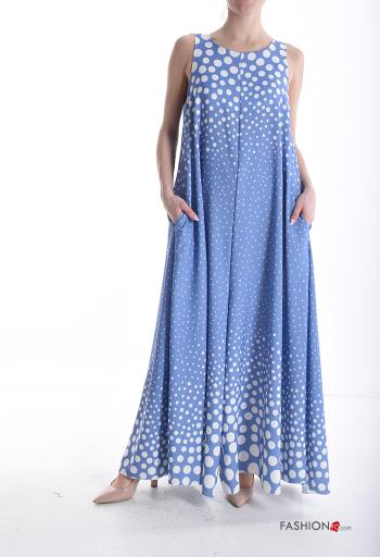 Abito wide leg girocollo Fantasia pois senza fodera con tasche con zip - ph 1