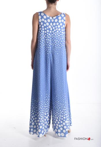 Abito wide leg girocollo Fantasia pois senza fodera con tasche con zip - ph 2