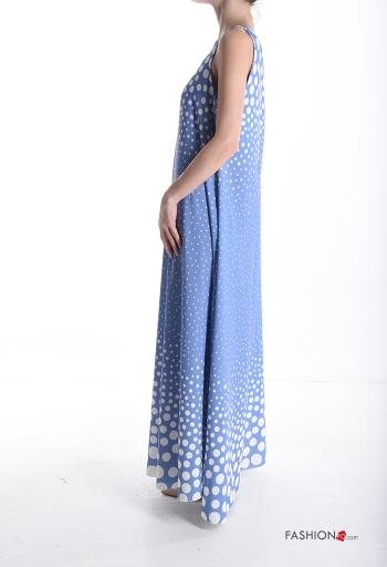 Abito wide leg girocollo Fantasia pois senza fodera con tasche con zip - ph 3
