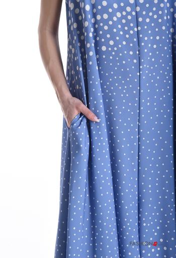 Abito wide leg girocollo Fantasia pois senza fodera con tasche con zip - ph 4