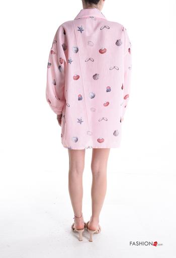 Coordinato maniche lunghe con colletto Fantasia oggetti con bottoni con cintura con tasche - ph 2