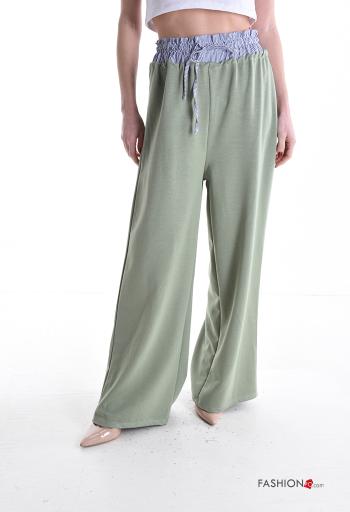 Pantalone vita alta wide leg con elastico