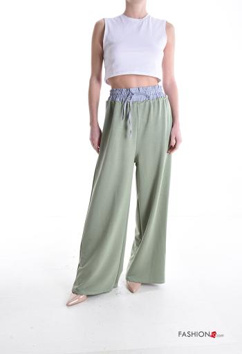 Pantalone vita alta wide leg con elastico - ph 5