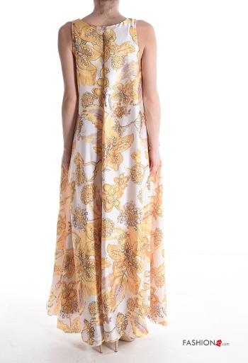 Blumenmuster ärmellos u-boot ausschnitt wide leg Overall mit Taschen mit Reißverschluss - ph 2
