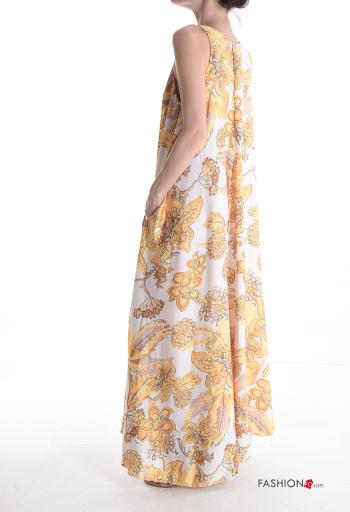 Blumenmuster ärmellos u-boot ausschnitt wide leg Overall mit Taschen mit Reißverschluss - ph 3