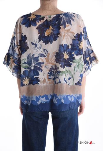 Blusa in Cotone girocollo Fantasia floreale maniche a tre quarti - ph 2