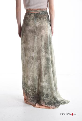 Abstrakte Muster Wickel- lange chiffon Rock mit Taschen - ph 2
