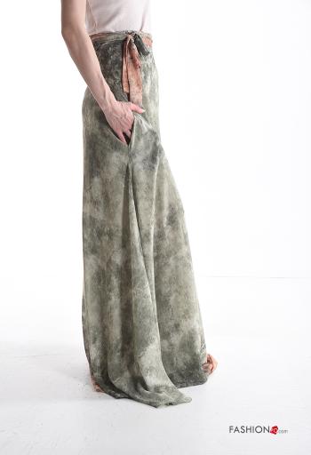 Abstrakte Muster Wickel- lange chiffon Rock mit Taschen - ph 3