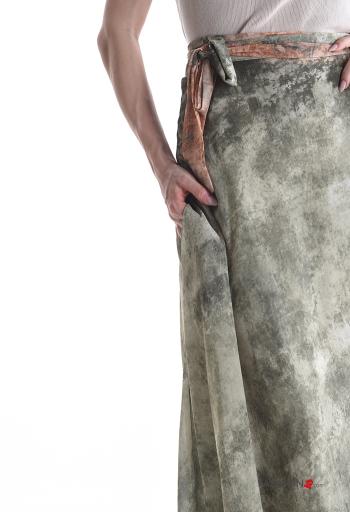 Abstrakte Muster Wickel- lange chiffon Rock mit Taschen - ph 4