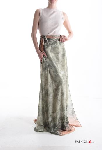 Abstrakte Muster Wickel- lange chiffon Rock mit Taschen - ph 5