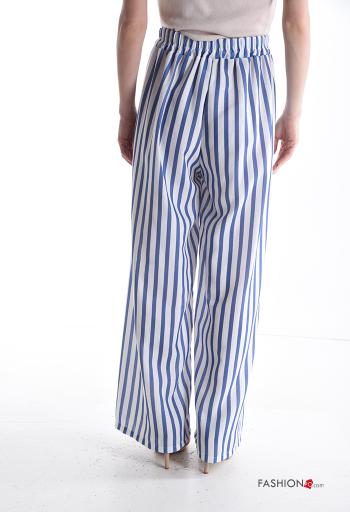 Pantalone in Cotone wide leg Fantasia righe con elastico - ph 2