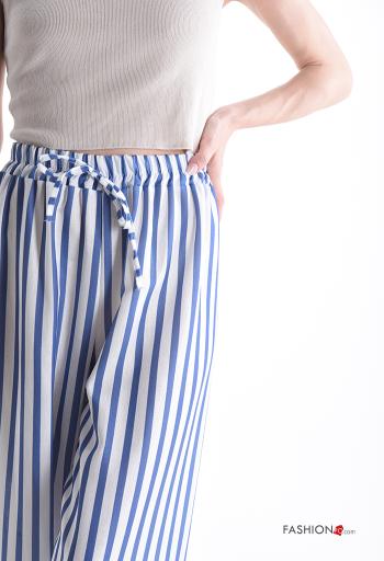 Pantalone in Cotone wide leg Fantasia righe con elastico - ph 4